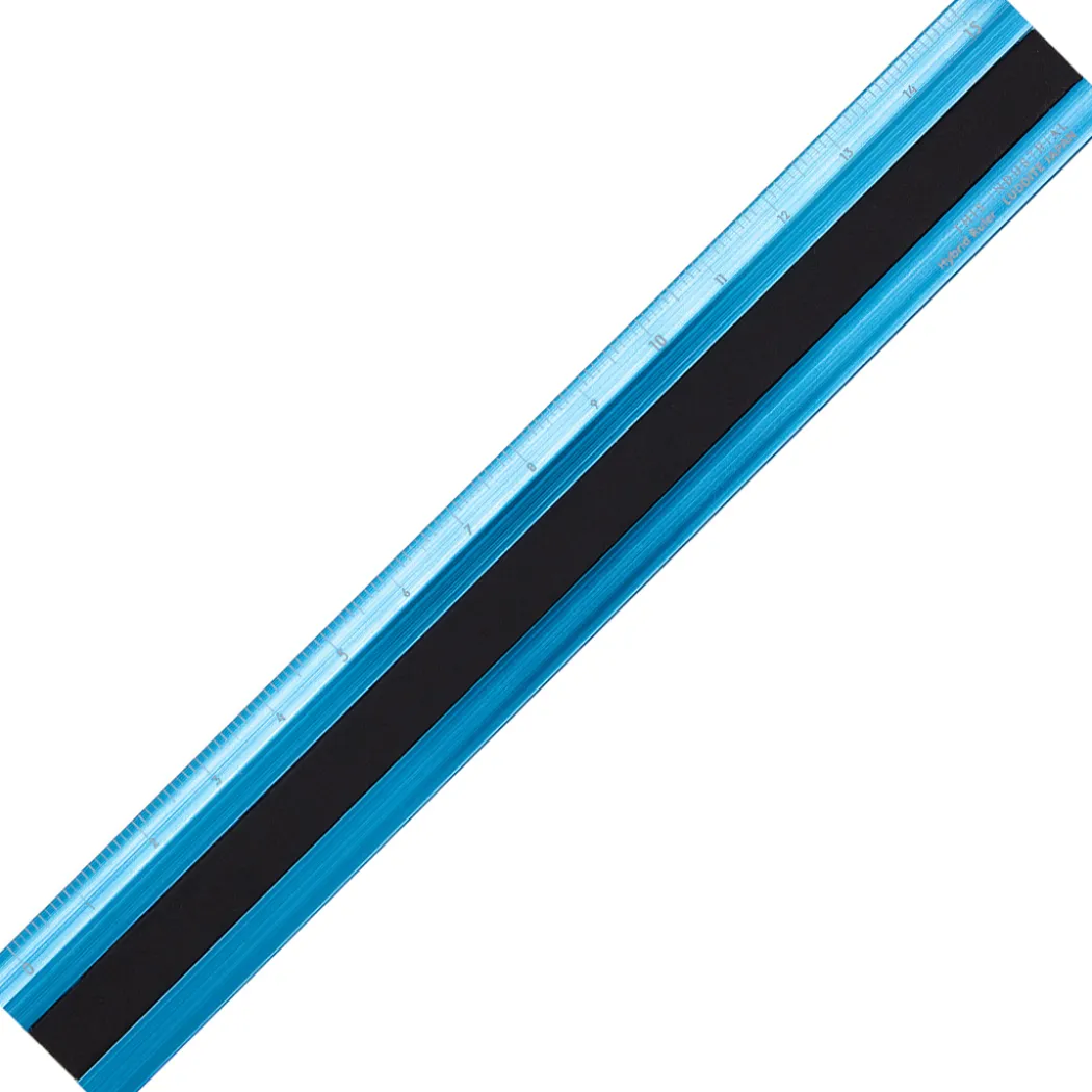 Linjal Aluminium/Läder 15 cm Turquoise/Black