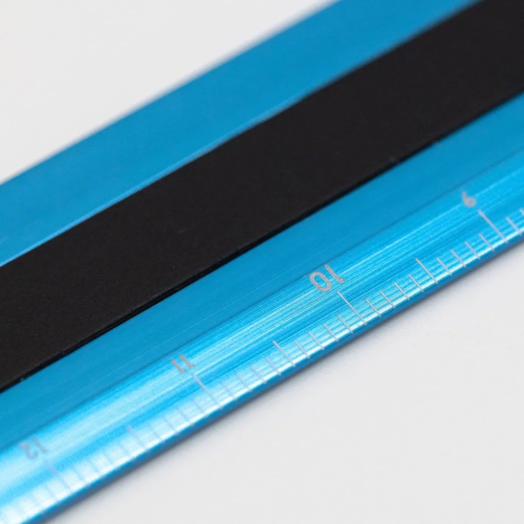 Linjal Aluminium/Läder 15 cm Turquoise/Black