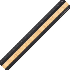 Linjal Aluminium/Trä 15 cm Black/Bird's Eye Maple