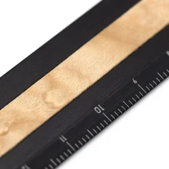 Linjal Aluminium/Trä 15 cm Black/Bird's Eye Maple