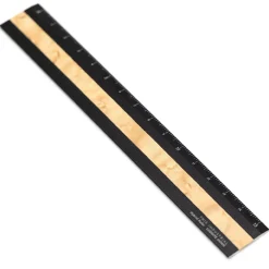 Linjal Aluminium/Trä 15 cm Black/Bird's Eye Maple