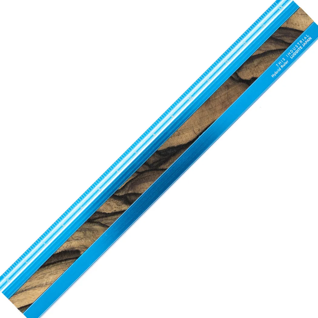 Linjal Aluminium/Trä 15 cm Turquoise/Pale Moon Ebony