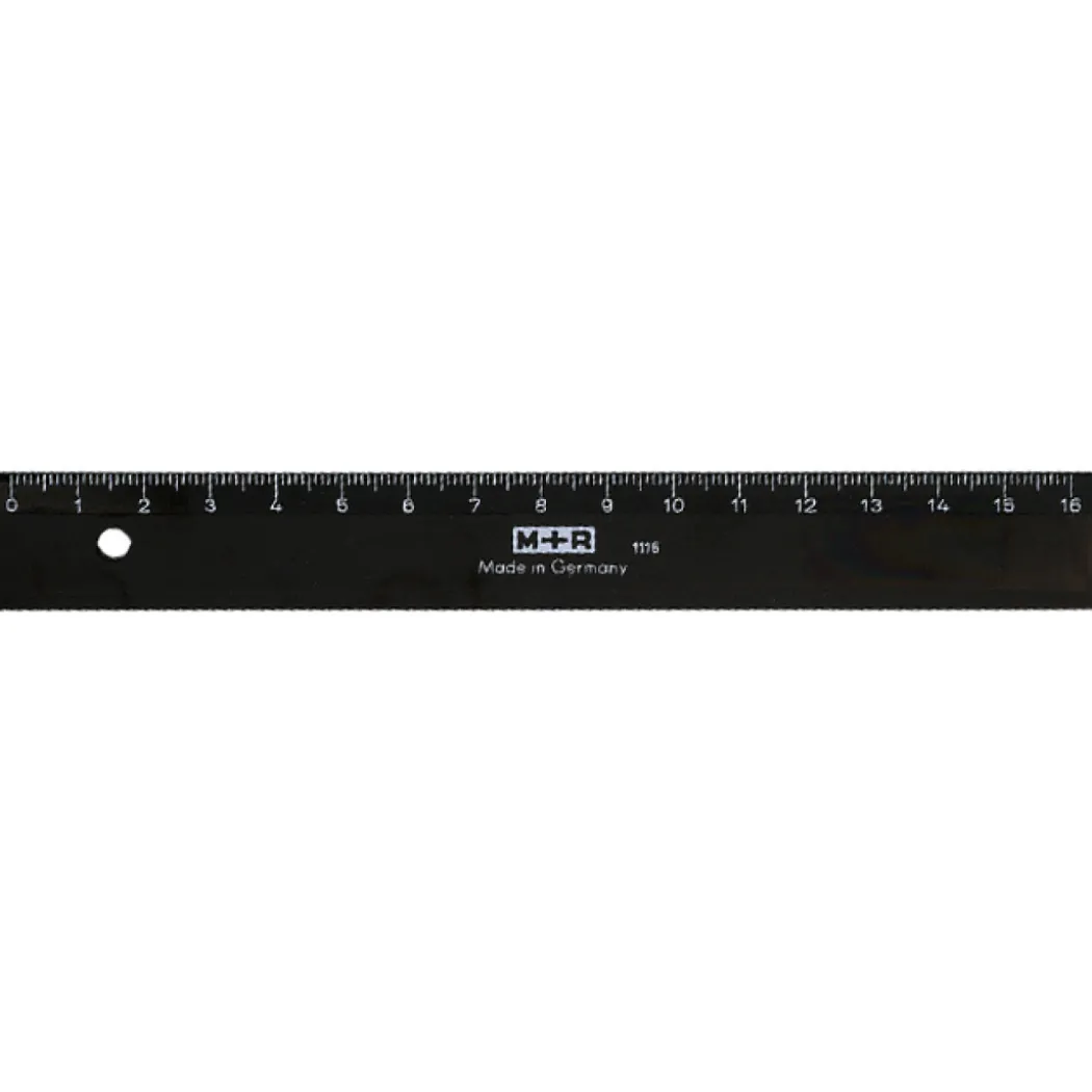 Linjal plast Svart 16 cm