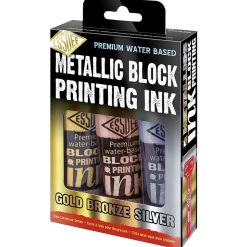 Linoleumfärg Metallic 100 ml x 3