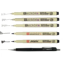 Manga Tool Pigma Micron Black 6-set