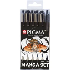 Manga Tool Pigma Micron Black 6-set