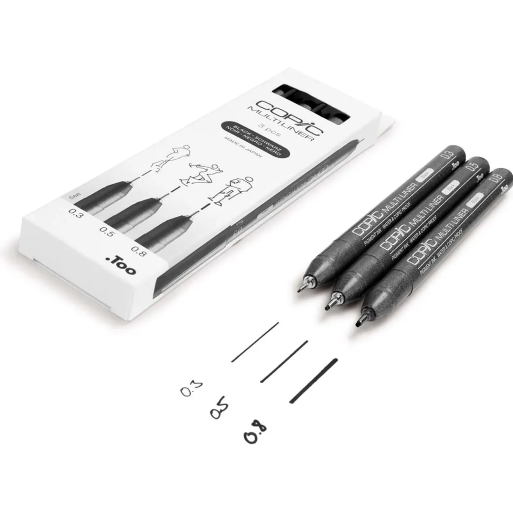 Multiliner Classic 3-set Black Medium