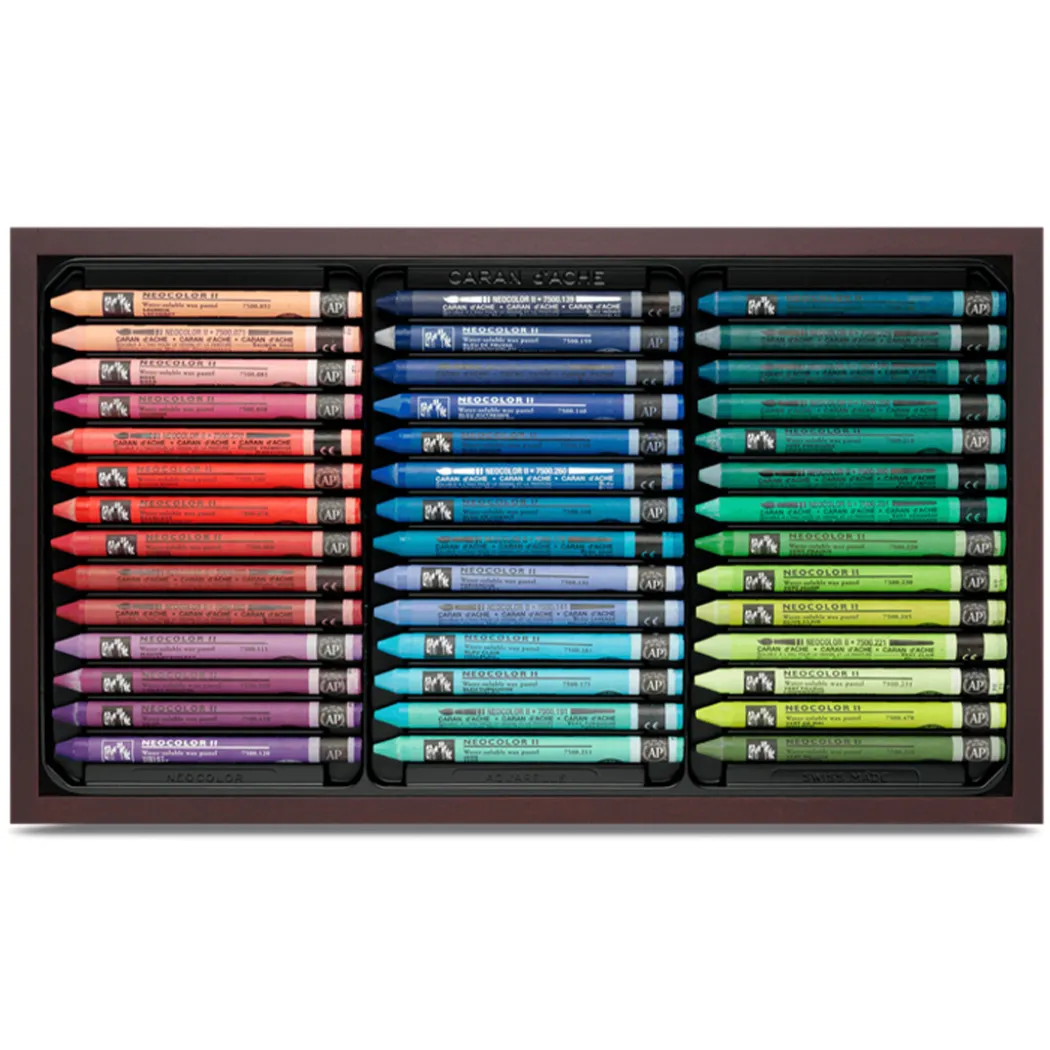 Neocolor II Aquarelle 84-set i träskrin