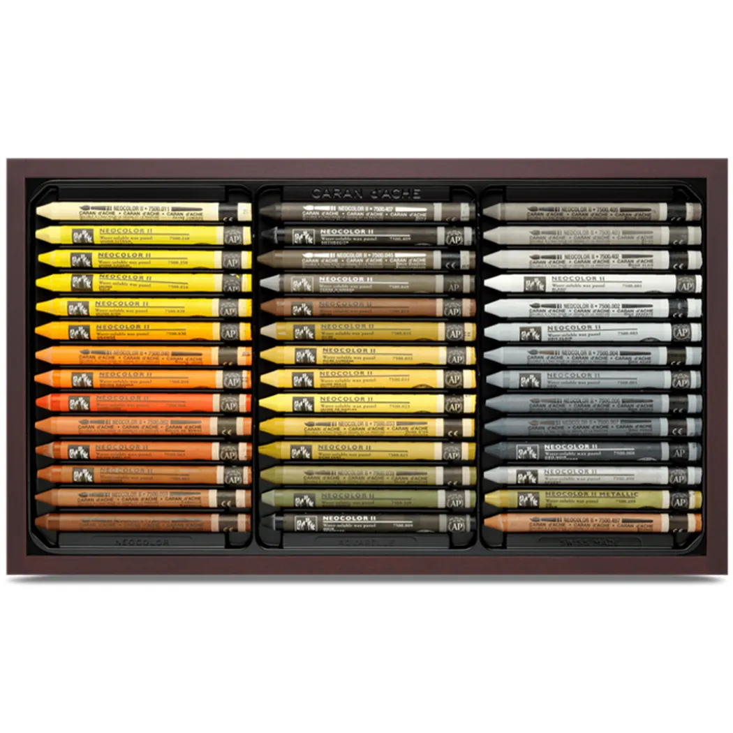 Neocolor II Aquarelle 84-set i träskrin