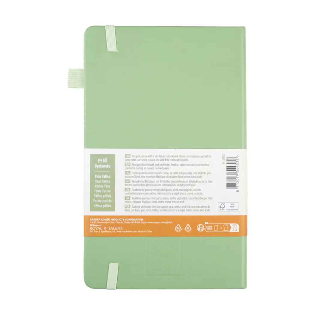 Notebook 13x21 cm Hard Cover Pale Patina Dotted