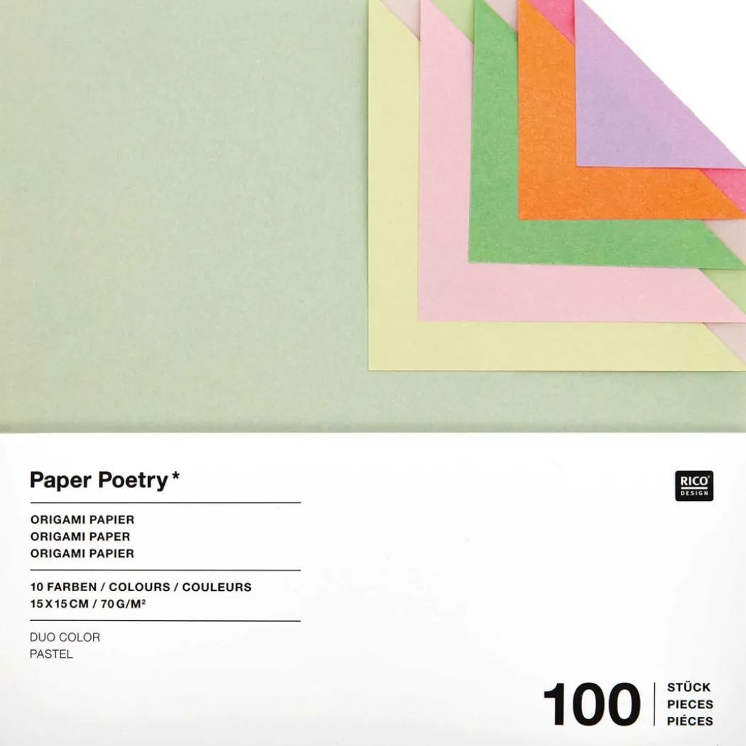 Origamipapper Duo Colour Pastel 15x15 cm 100 ark