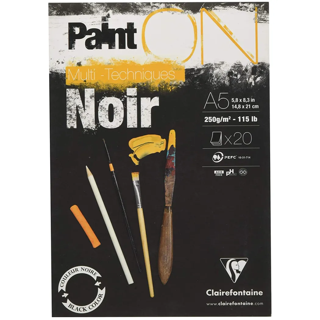 Paint'ON Konstnärsblock Black Noir A5