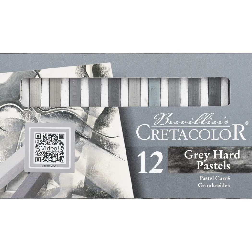 Pastellkritor Hårda Gråskala 12-set