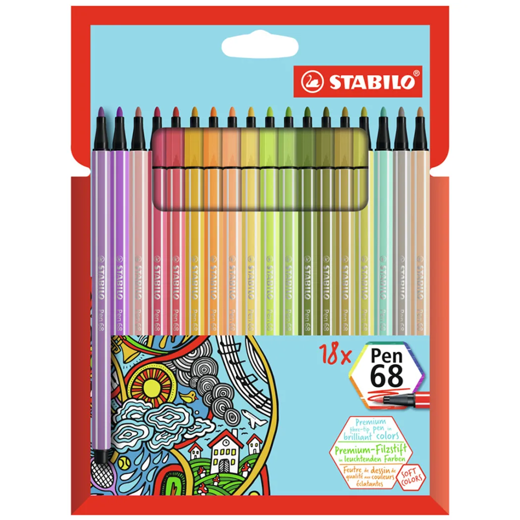 Pen 68 Fiberpenna 18-pack Trend
