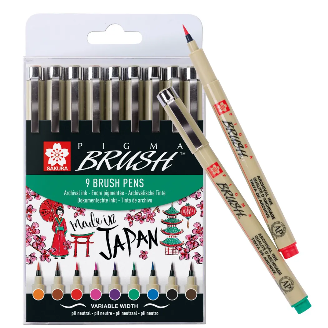 Pigma Micron Brush Color 9-pack