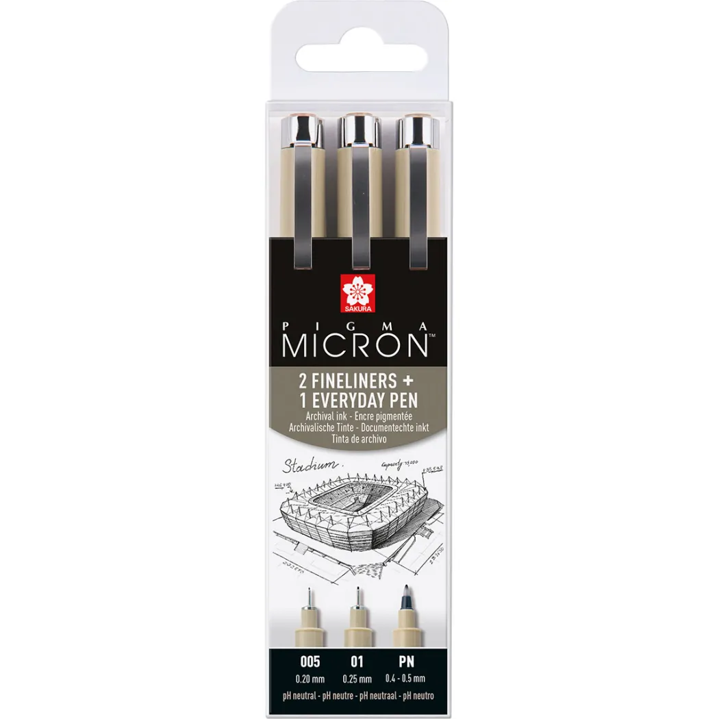 Pigma Micron Fineliner 3-pack Tunn