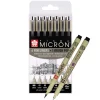 Pigma Micron Fineliner 6-set + 1 Brush Pen