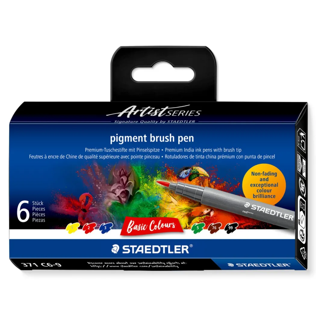 Pigment Arts Brush Pen 6-set Basic
