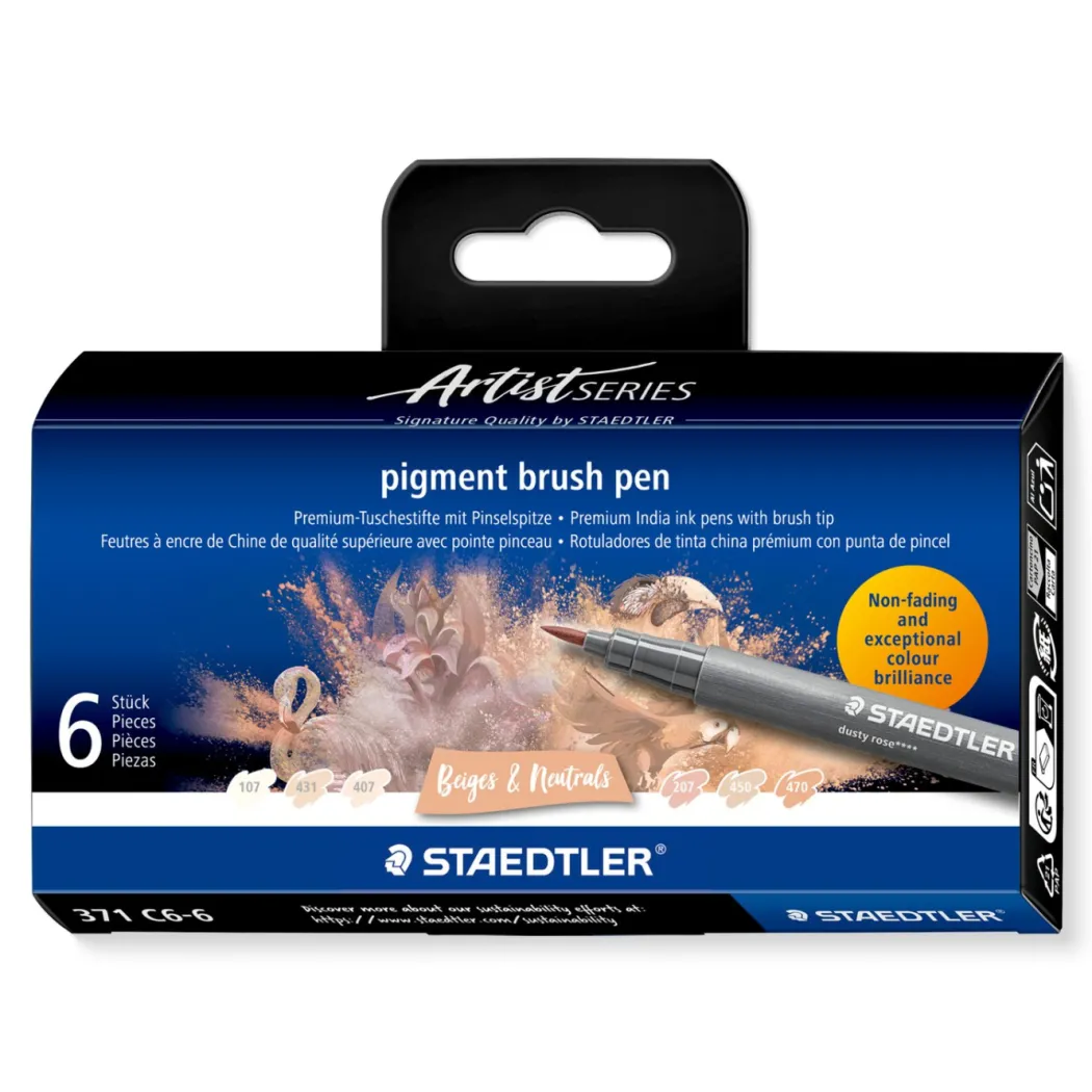 Pigment Arts Brush Pen 6-set Beige/Natural