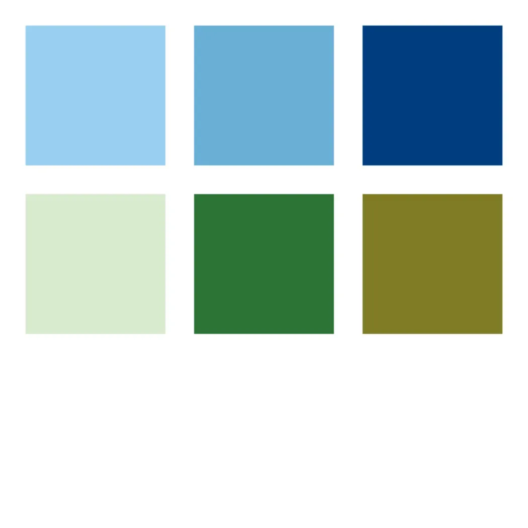 Pigment Arts Brush Pen 6-set Blue/Green