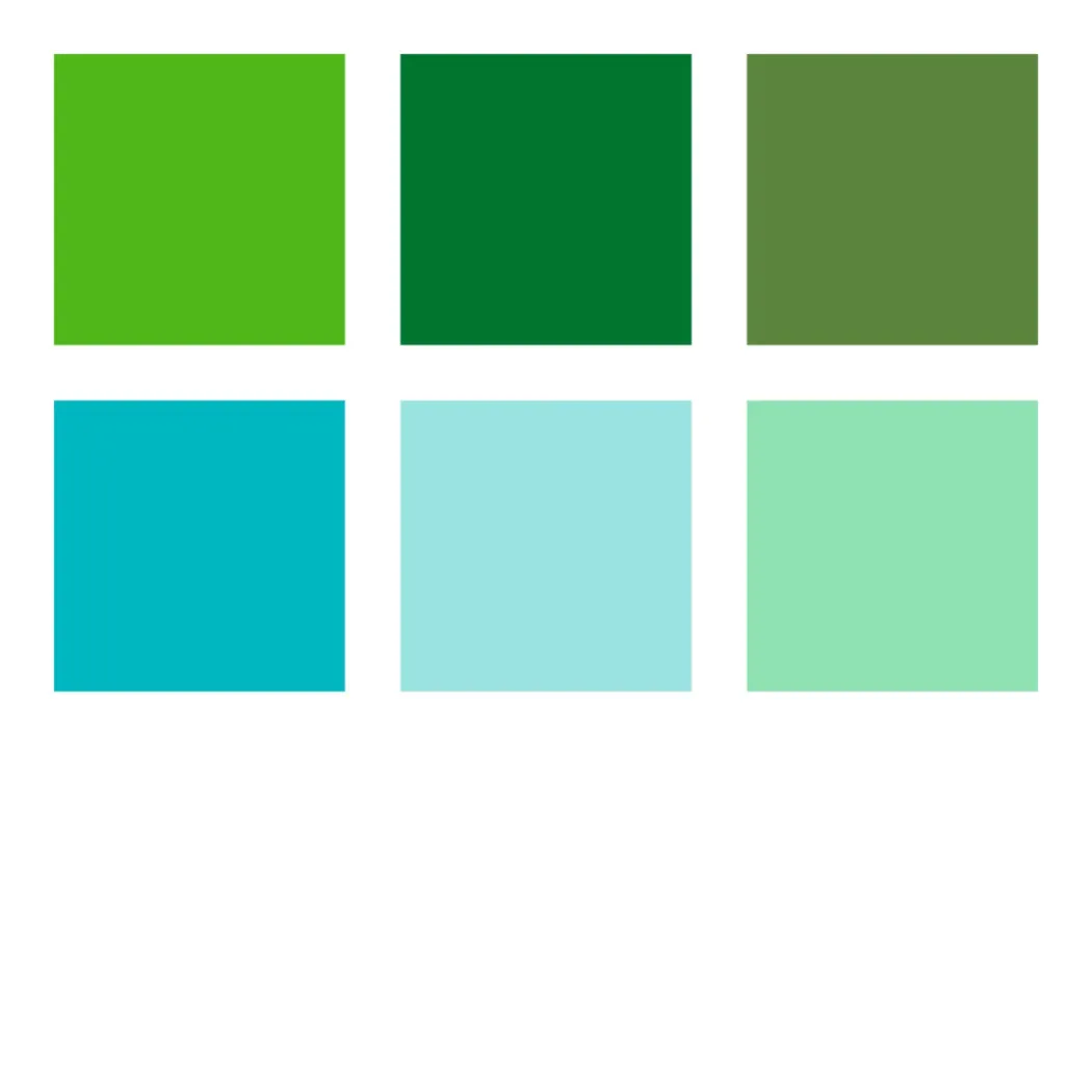 Pigment Arts Brush Pen 6-set Green/Turquoise