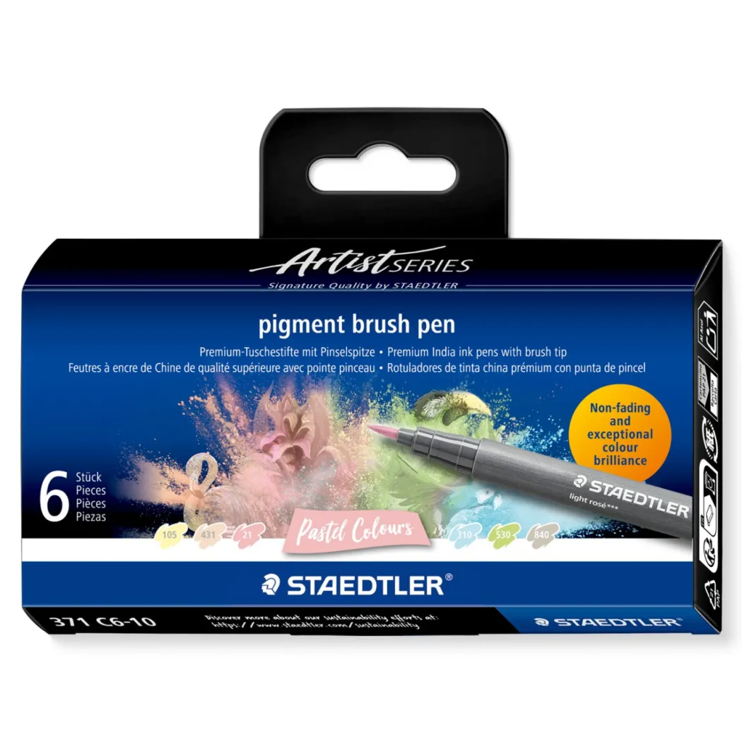Pigment Arts Brush Pen 6-set Pastel
