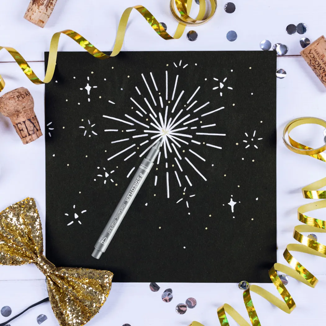Pigment Liner + Metallic pen 5-pack