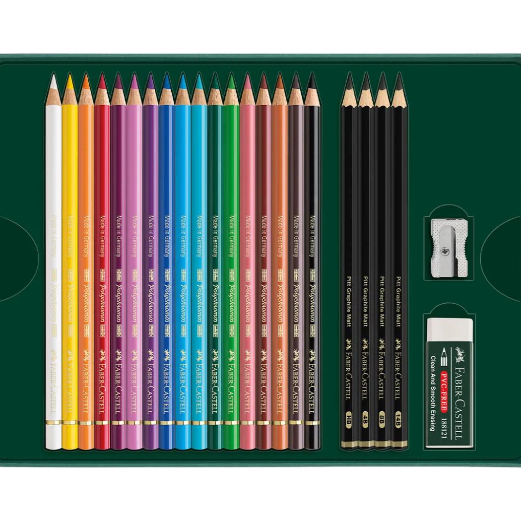 Polychromos & Pitt Graphite Matt Set 17 färgpennor + 4 grafitpennor