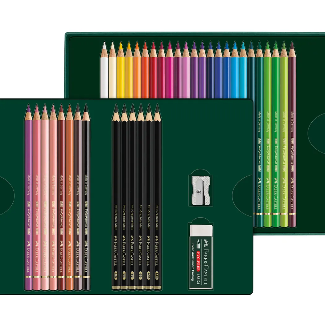 Polychromos & Pitt Graphite Matt Set 32 färgpennor + 6 grafitpennor