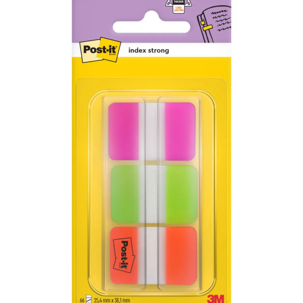 Post-It Indexflikar 25,4x38,1 mm Strong 3 färger Neon