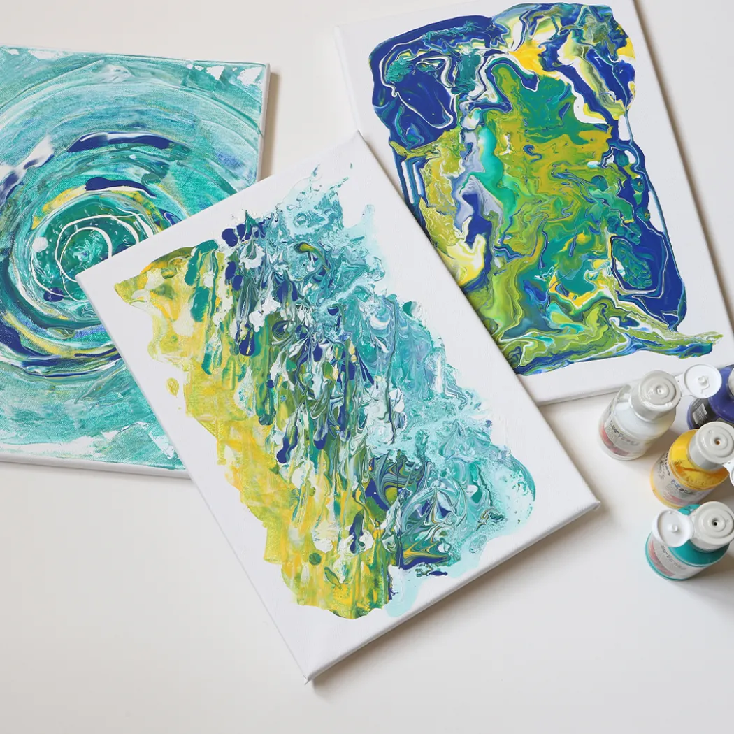 Pouring-kit Akryl 4x100ml + 2 canvas