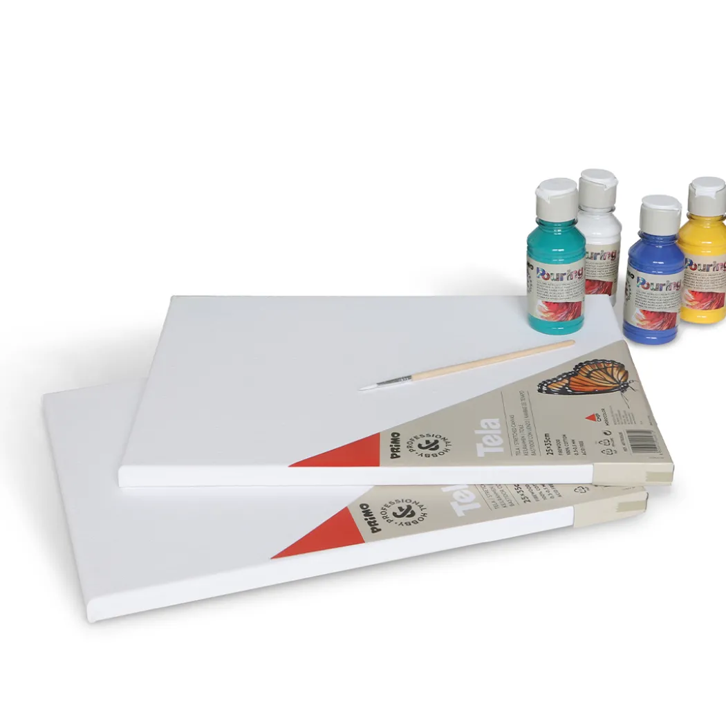 Pouring-kit Akryl 4x100ml + 2 canvas