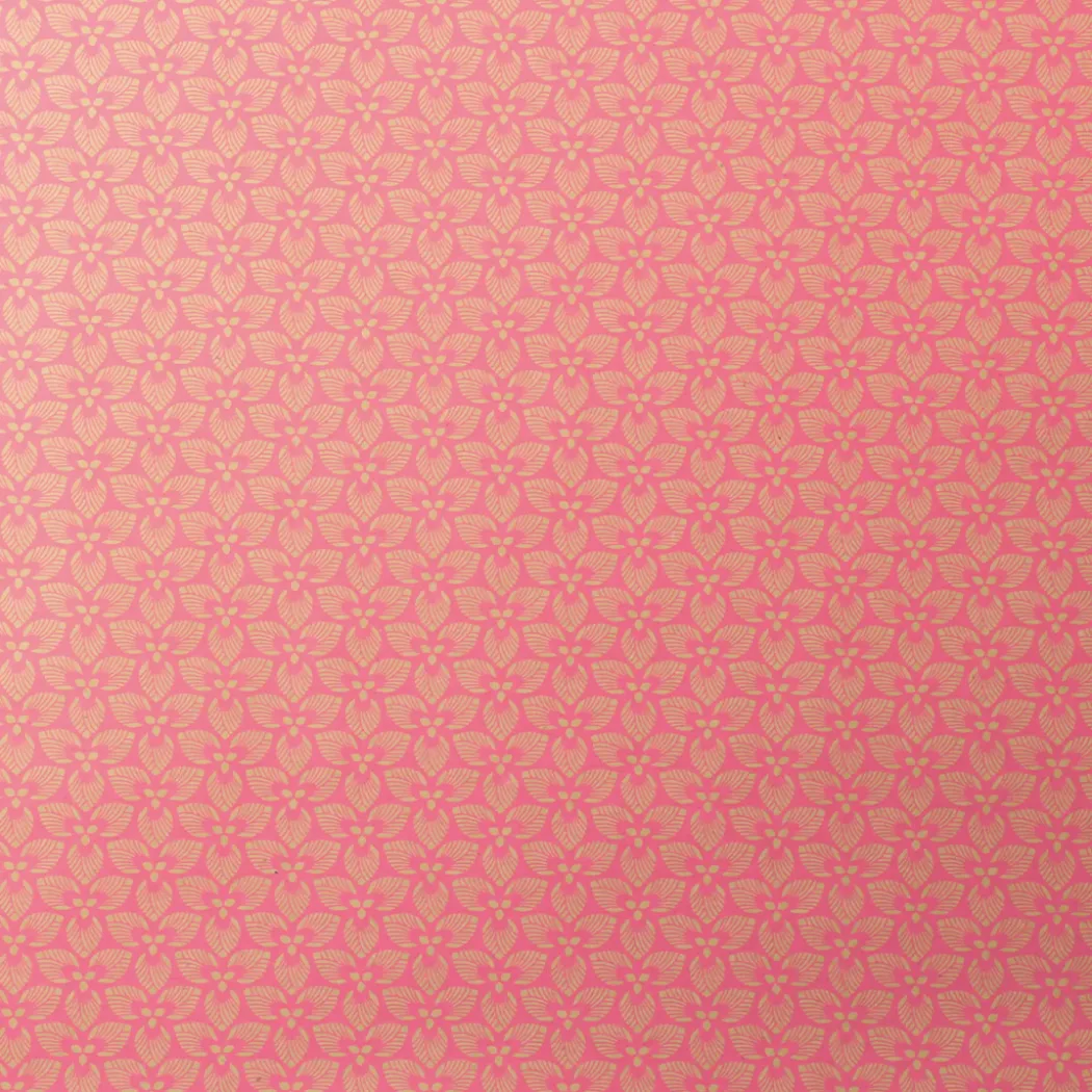 Presentpapper 35cm x 5m Kraft Pink Flowers