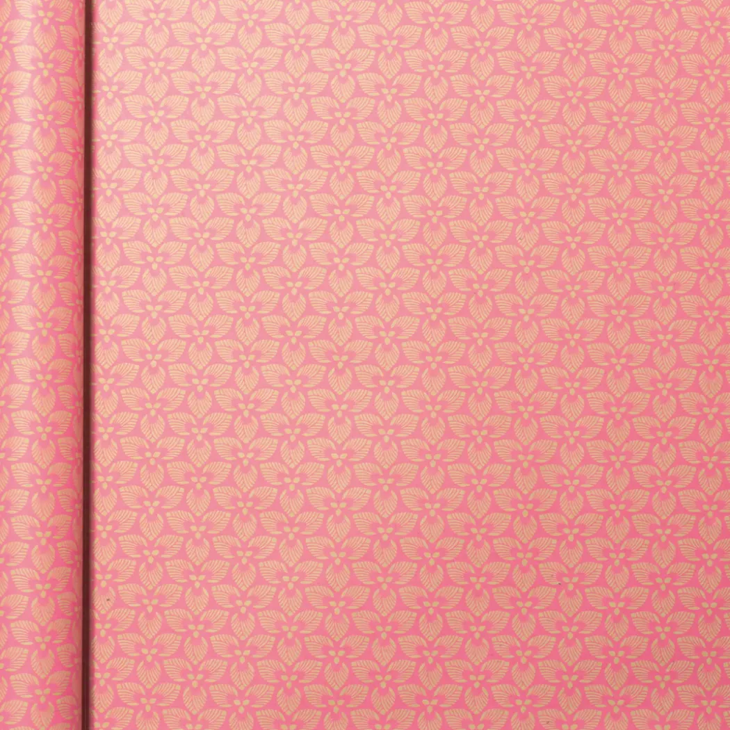 Presentpapper 35cm x 5m Kraft Pink Flowers