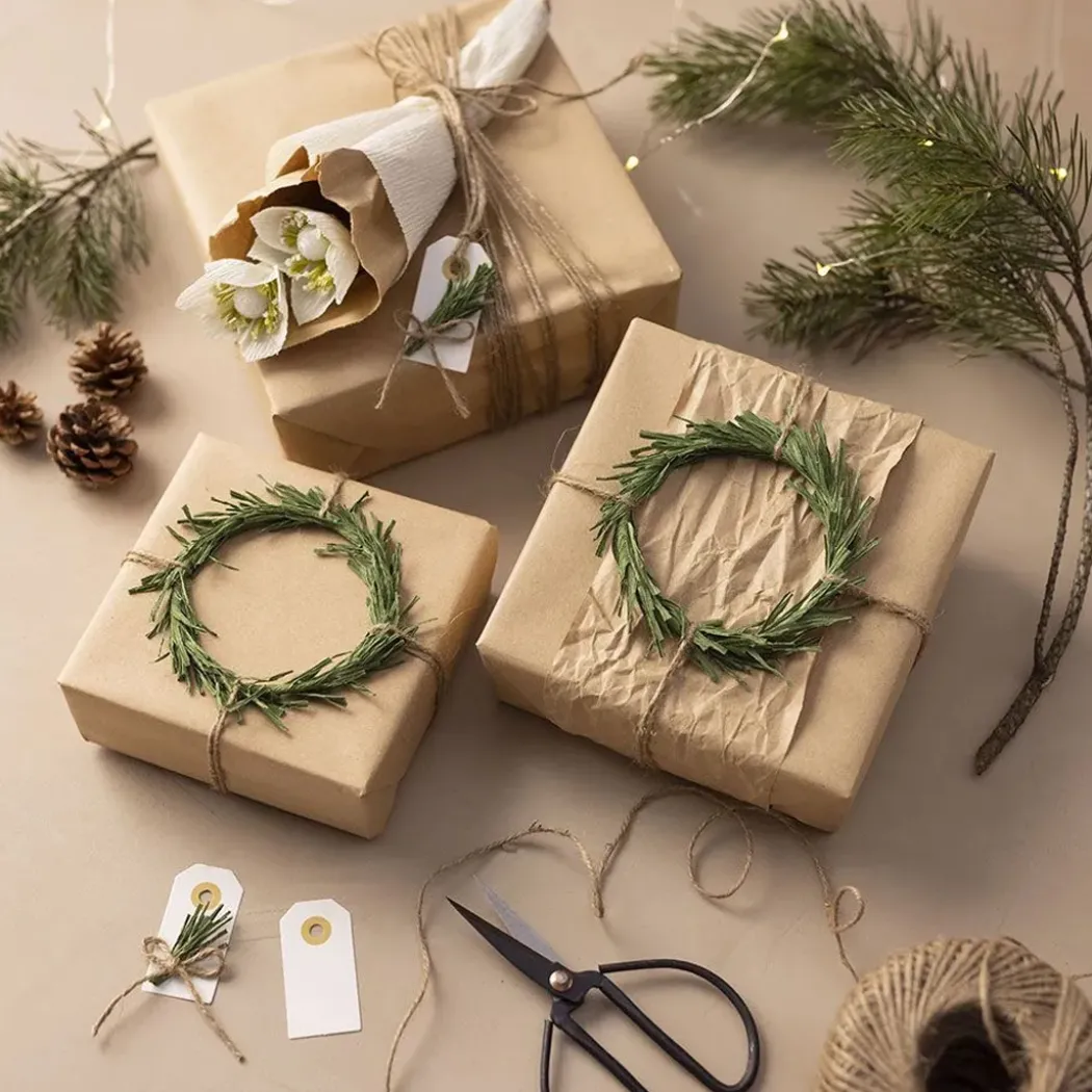 Presentpapper 3-pack 50cm x 5m Kraft/Guld/Röd