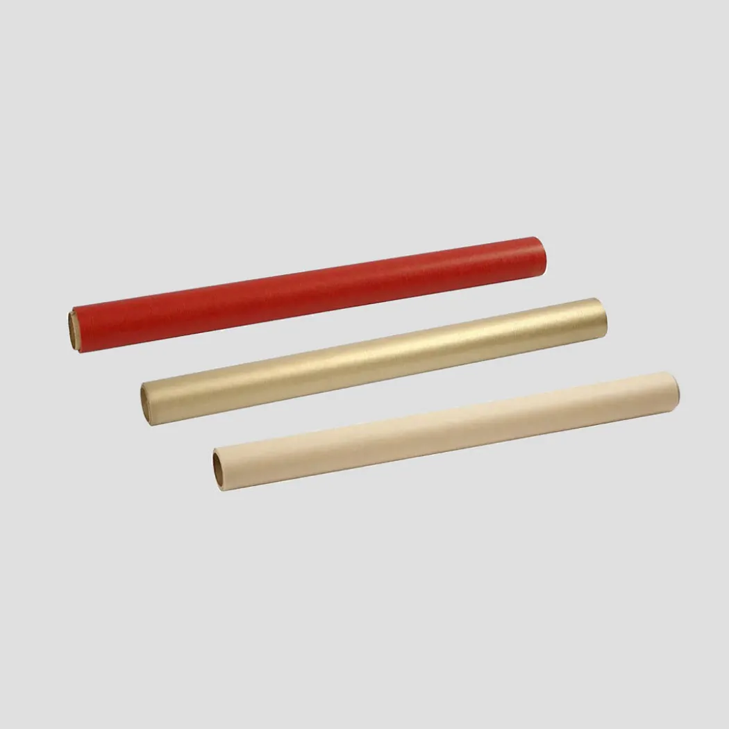Presentpapper 3-pack 50cm x 5m Kraft/Guld/Röd