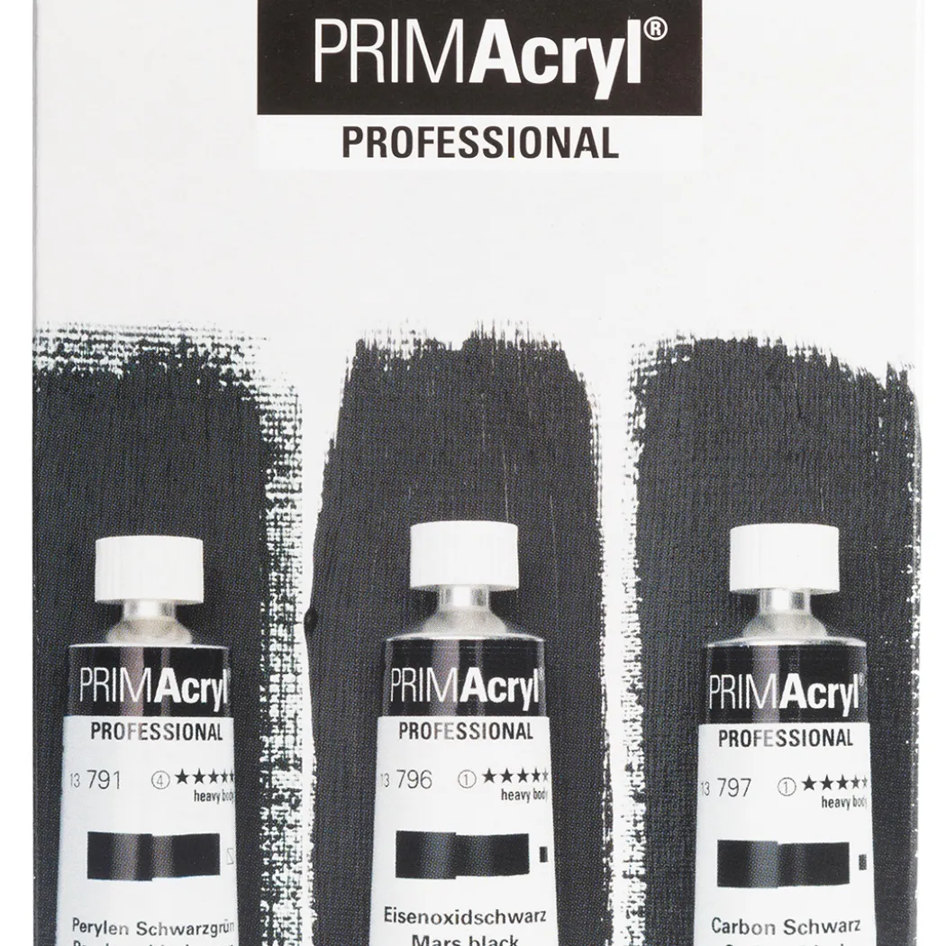 PRIMAcryl Akrylfärg 35 ml Black 3-set