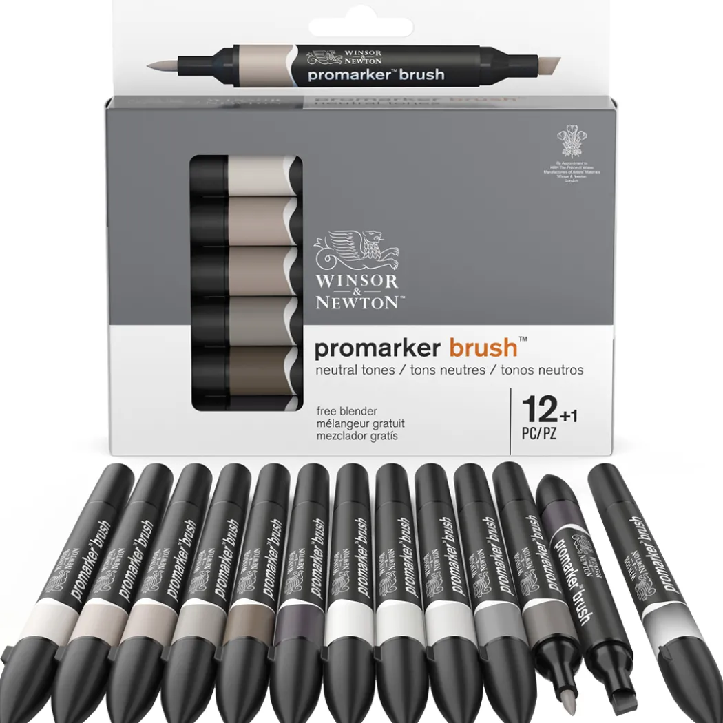 Promarker Brush Neutral Tones 12-set + Blender