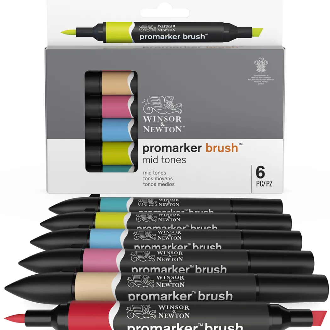 Promarker Brush 6-set Mid Tones
