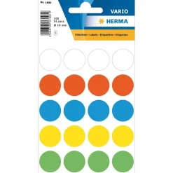 Rund klisteretikett Ø19mm 100-pack Färgmix