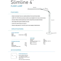 Slimline 4 Floor Lamp Brushed Steel