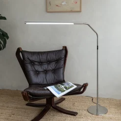 Slimline 4 Floor Lamp Brushed Steel