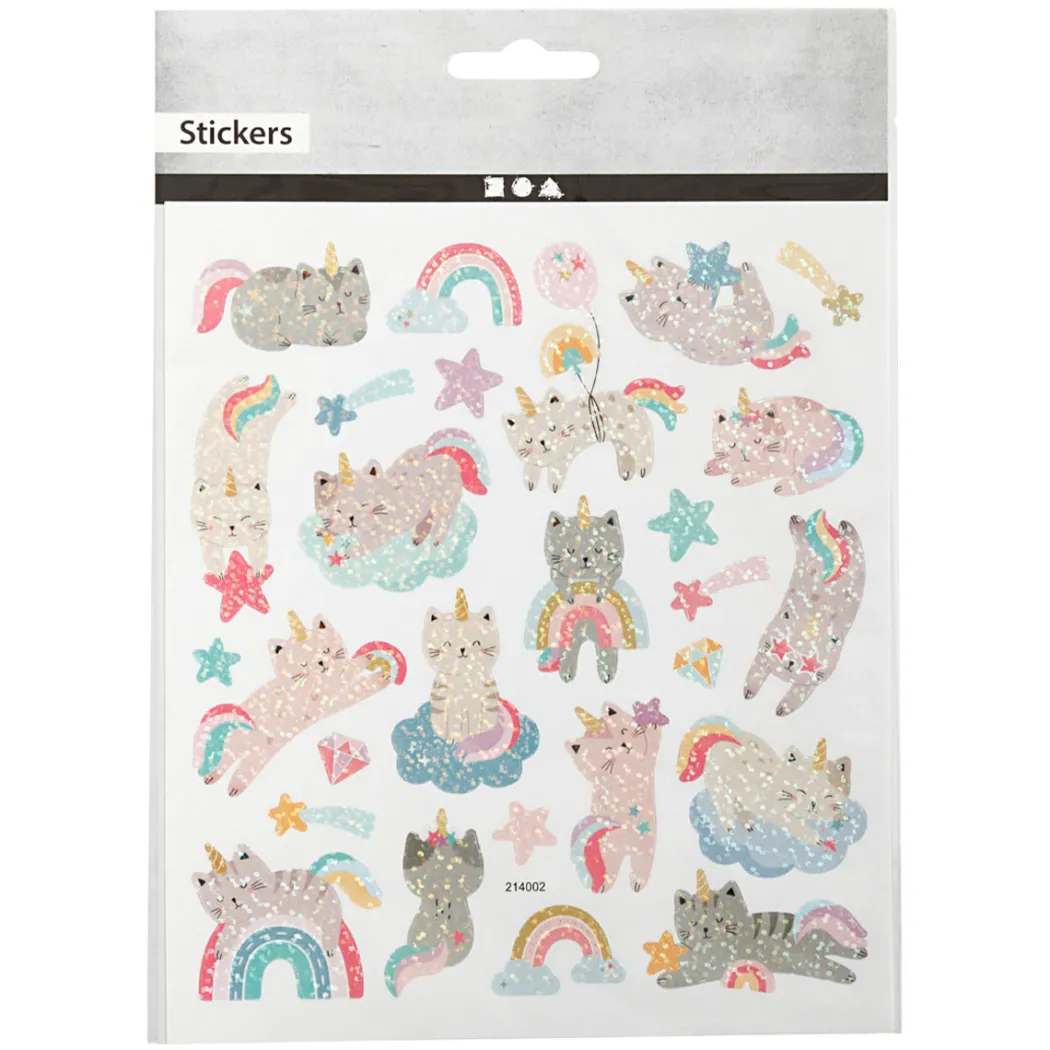 Stickers Enhörningskatter 1 ark