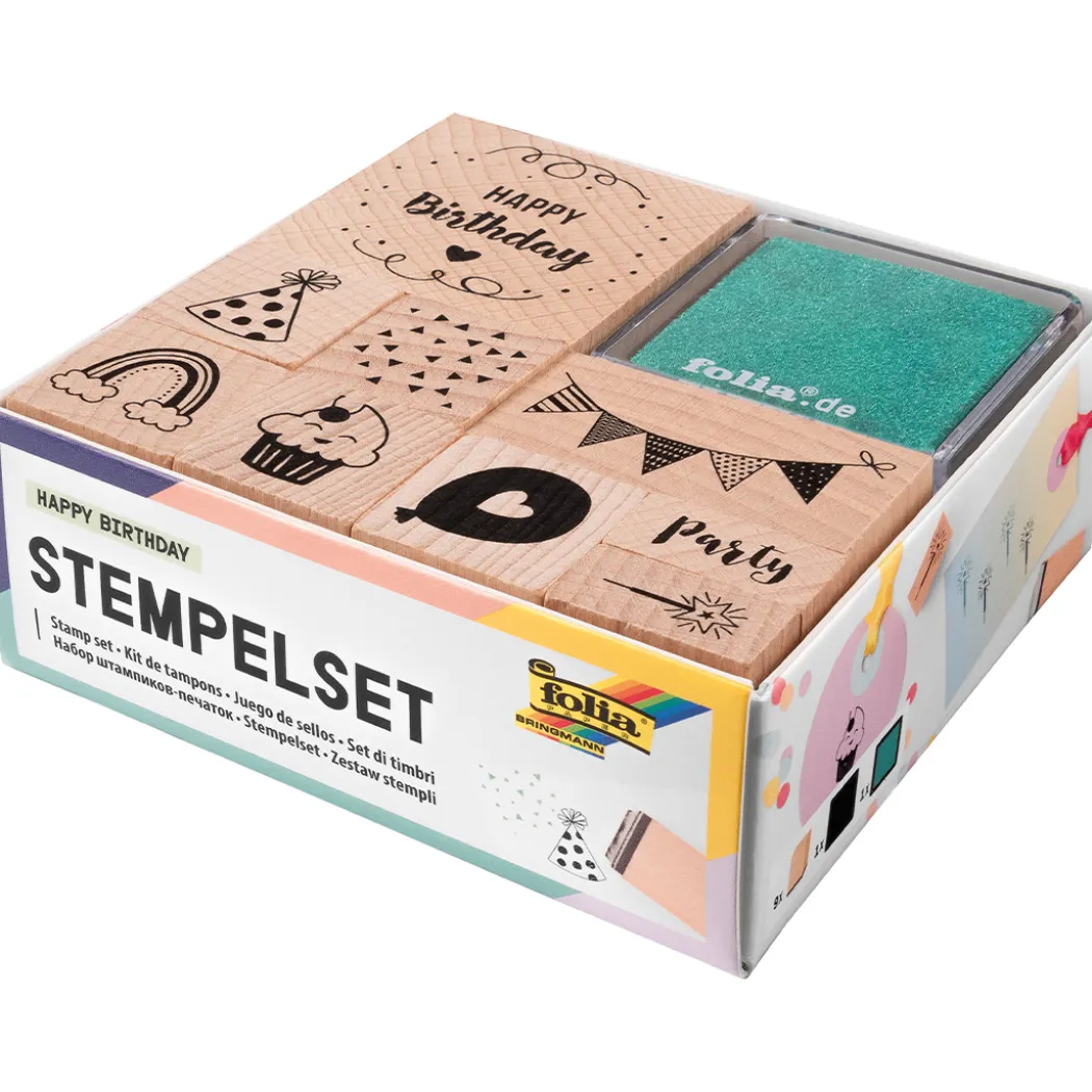 Stämpelset stämpeldyna Happy Birthday 9-pack