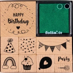 Stämpelset stämpeldyna Happy Birthday 9-pack
