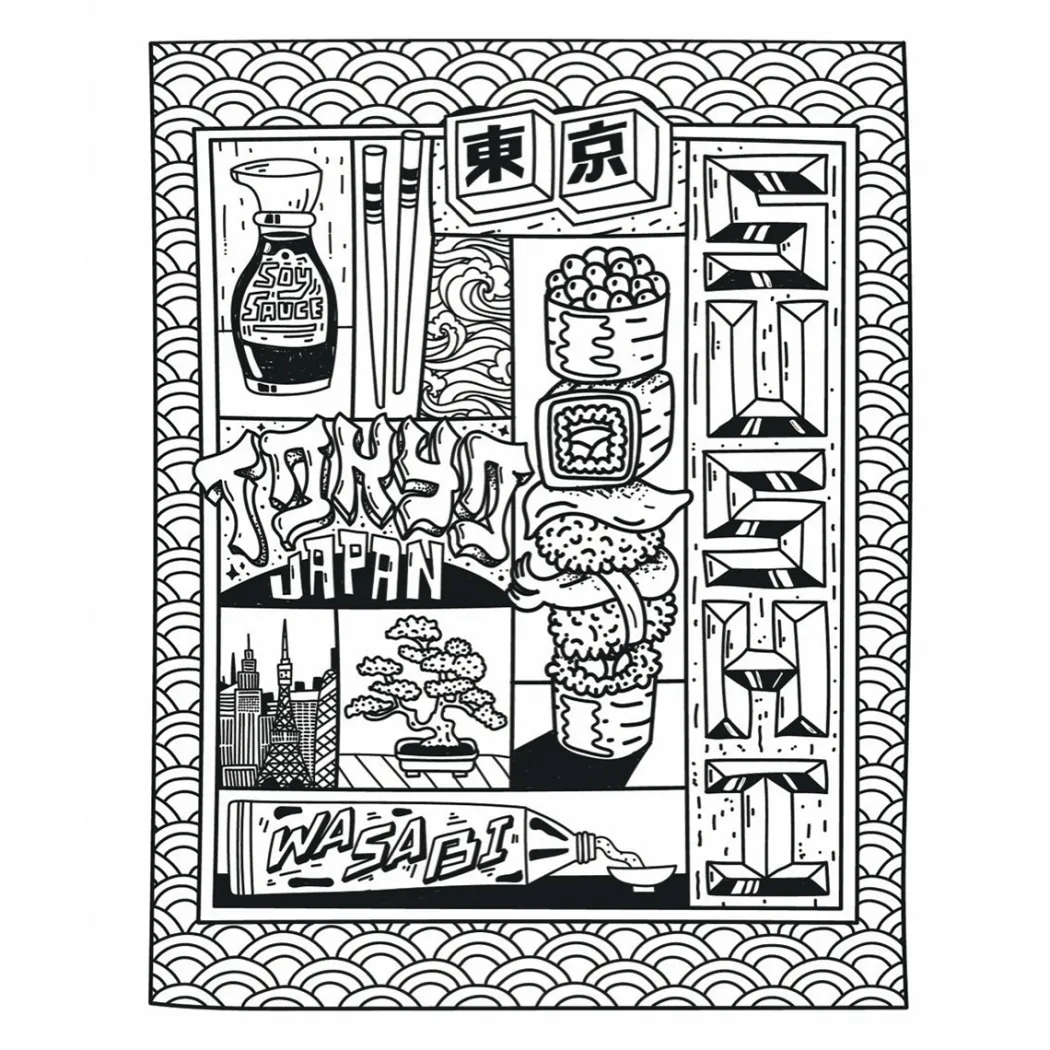 Street Food Coloring Book