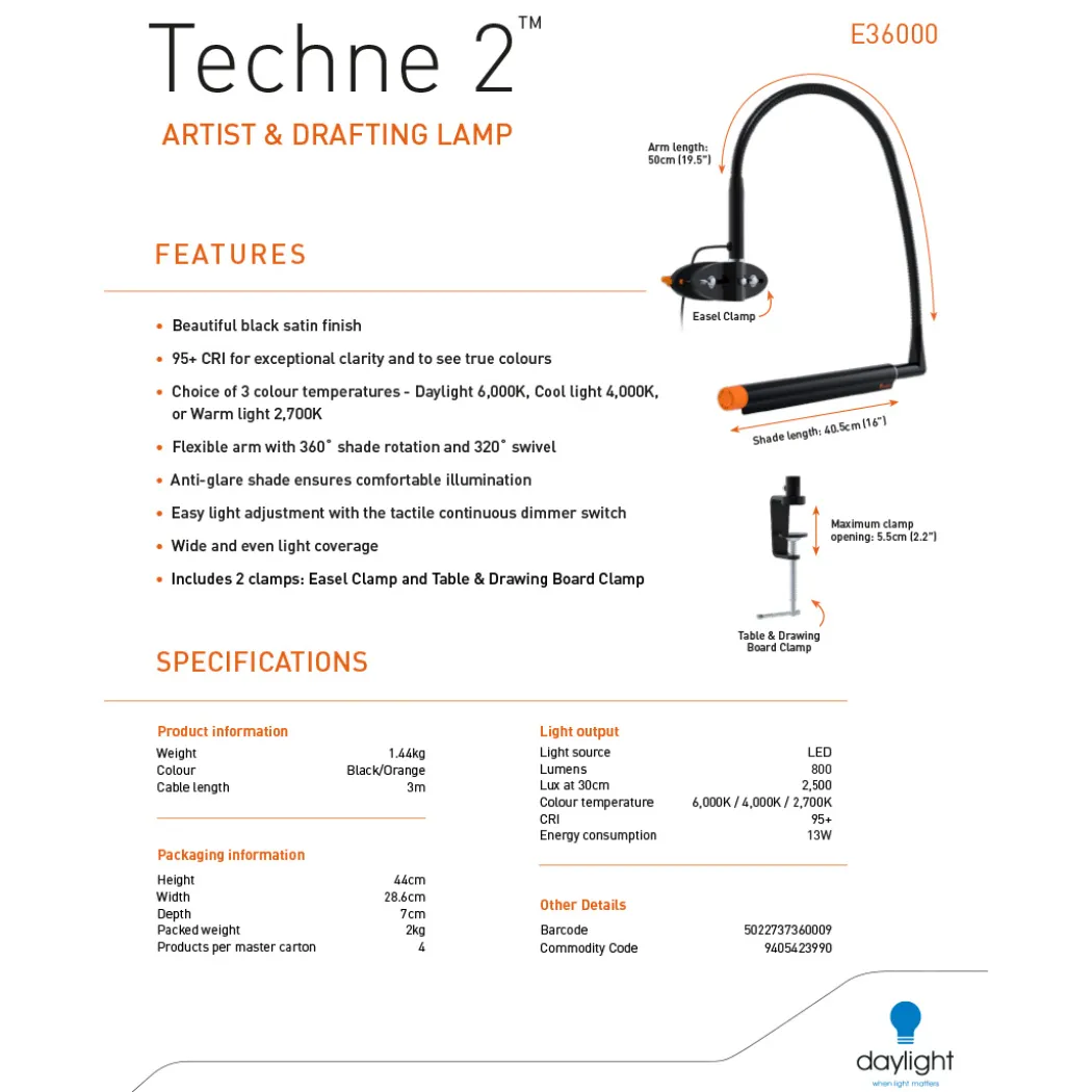 Techne 2 Artist & Drafting Lamp