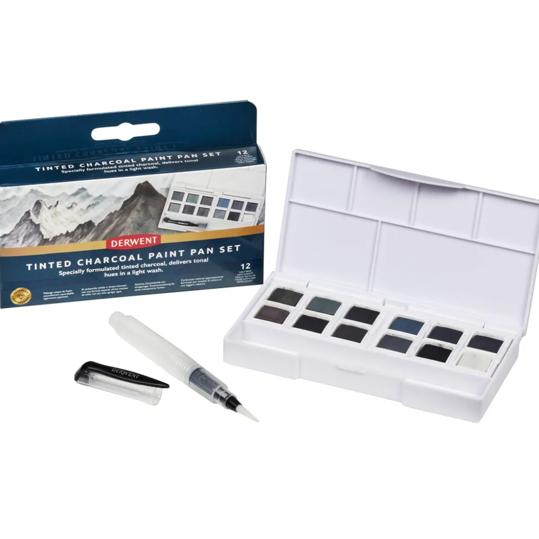 Tinted Charcoal Paint Pan 12-set halvkoppar