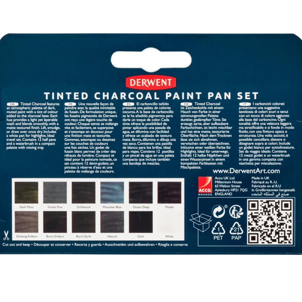 Tinted Charcoal Paint Pan 12-set halvkoppar