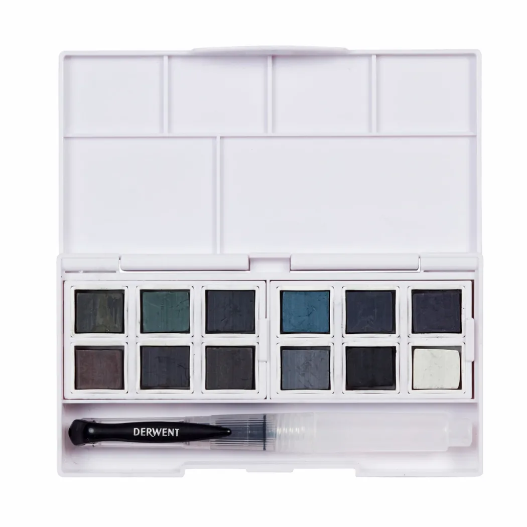 Tinted Charcoal Paint Pan 12-set halvkoppar